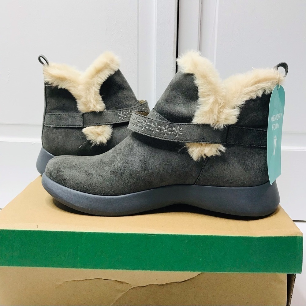 JAMBU Gray Faux Fur Ankle Boots Size 8